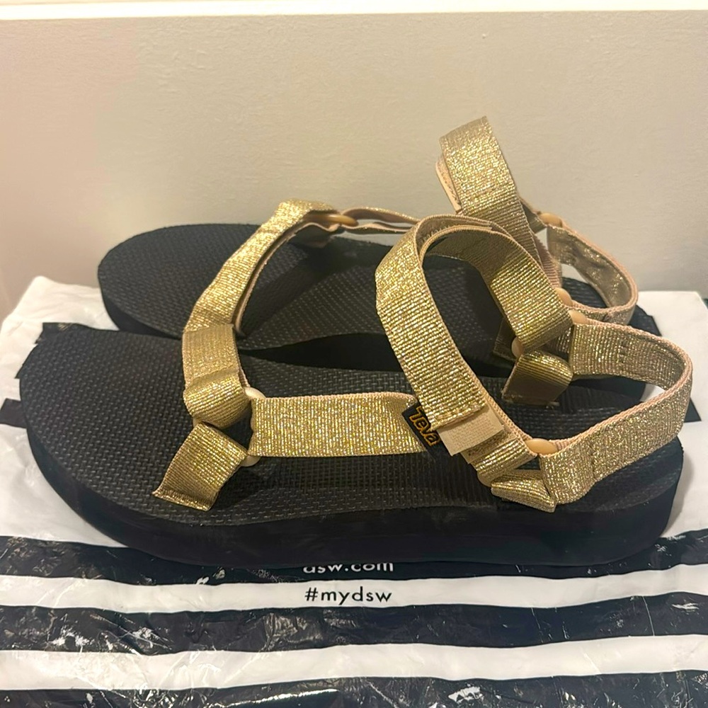 Rare Golden Teva Sandals Size 11.
